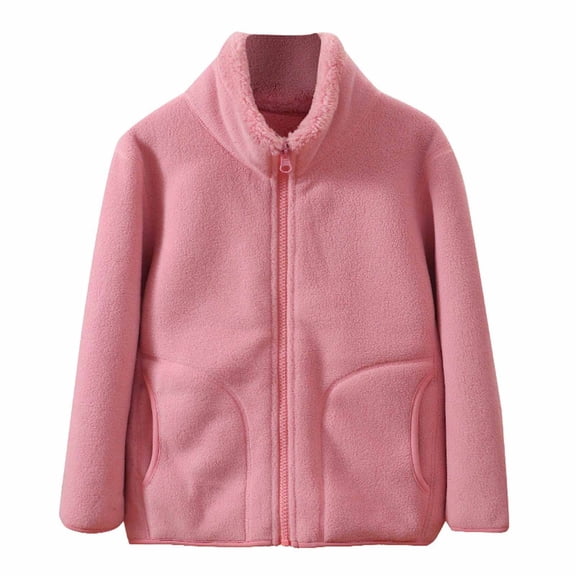 Fleece Jacket for Girls Pink Zip Up Long Sleeve Fuzzy Jacket 9-10 Years Girls Winter Clothes