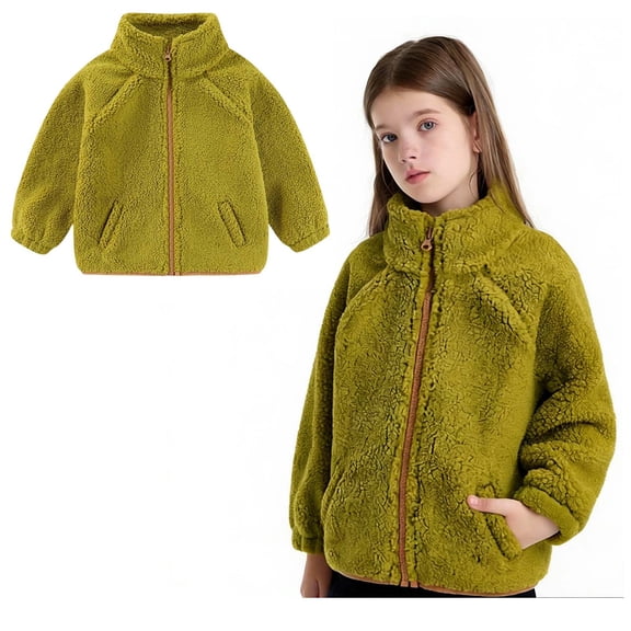 Fleece Jacket for Girls Winter Coat Boys Long Sleeve Lightweight Zip Up Fuzzy Jacket Girls Winter Coat Size 2-3 Years