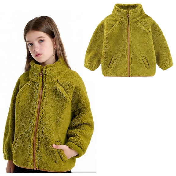 Fleece Jacket for Girls Winter Coat Boys Long Sleeve Lightweight Zip Up Fuzzy Jacket Winter Baby Girl Clothes 6-7 Years