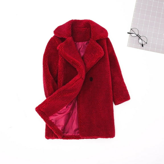 Jacket for Girls Winter Coat Button Long Sleeve Thick Warm Outerwear Toddler Girl Jacket 18-24 Months