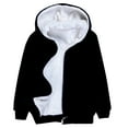 thumbnail image 1 of Jacket for Kids Hooded Thermal-Lined Soild Color Print Cotton Knitted Child Coats with Pockets(3 Years 120,Black), 1 of 4
