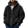 thumbnail image 1 of Fleece Jacket for Men Sherpa Fuzzy Winter Hooded Coats Zip Up Warm Jackets Casual Fashion Outwear, 1 of 5