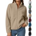 thumbnail image 1 of Fleece Jacket for Women Fashion Cozy Soft Stand Collar Zip Up Outerwear for Fall Winter Hiking & Daily Wear, 1 of 9