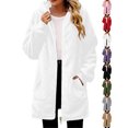 thumbnail image 1 of Fleece Jacket for Women Fashion Full Zip Fuzzy Hooded Winter Long Jacket with Pockets, 1 of 9