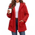 thumbnail image 1 of Fleece Jacket for Women Hooded Sherpa Jacket Button Down Cable Knit Long Sleeve Fall Winter Warm Coat with Pockets, 1 of 7