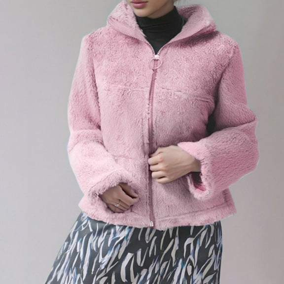 Jacket for Women Long Sleeve Zipper Fuzzy Warm Jacket Fall Jackets Women's Winter Coats