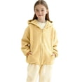 thumbnail image 1 of Fleece Jackets for Girls with Hood Long Sleeve Pockets Winter Coat Casual Warm Zip Up Hoodie Sweater Outerwear (14-15 Years, Khaki), 1 of 6