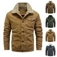 thumbnail image 1 of Fleece Jackets for Men Lining Warm Windproof Winter Coat Button Down Casual Overcoat, 1 of 7