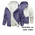 thumbnail image 1 of Fleece Jackets for Men Long Sleeve Reversible Zip Up Coats with Pockets and Hoodies Mens Casual Solid Color Thicken Warm Outerwear Jacket, 1 of 4