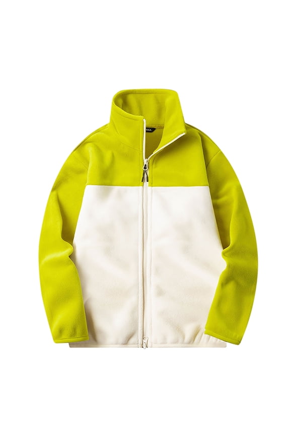 Fleece Jackets for Men Women with Pockets Zip Up Mock Neck Coats Unisex Couples Casual Long Sleeve Color Block Thermal Warm Going Out Sherpa Jacket