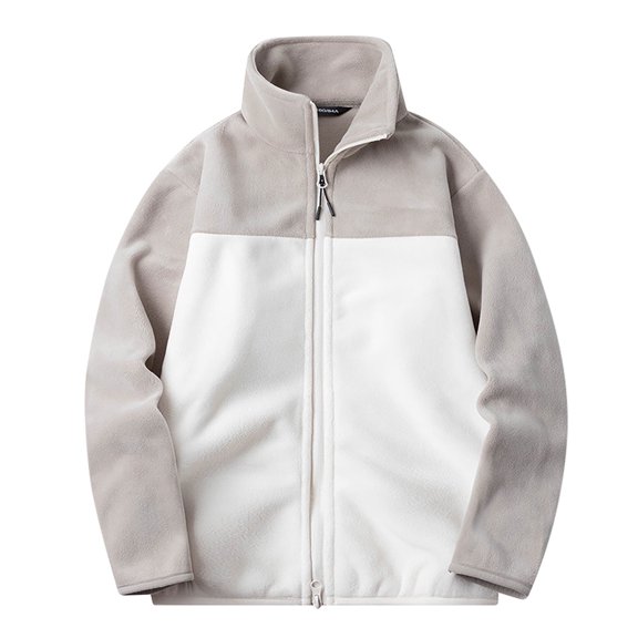 Fleece Jackets for Men Women with Pockets Zip Up Mock Neck Coats Unisex Couples Casual Long Sleeve Color Block Thermal Warm Going Out Sherpa Jacket