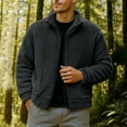 thumbnail image 1 of Fleece Jackets for Men with Pockets Zip Up Stand Collared Sherpa Coats Mens Casual Solid Color Long Sleeve Thermal Warm Outerwear Jacket & Coat, 1 of 7