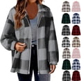 thumbnail image 1 of Fleece Jackets for Women, Fleece Cardigans for Women Fall And Winter Straight Cardigan Button Pocket Coat, 1 of 4