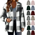 thumbnail image 1 of Fleece Jackets for Women, Fleece Cardigans for Women Fall And Winter Straight Cardigan Button Pocket Coat, 1 of 5
