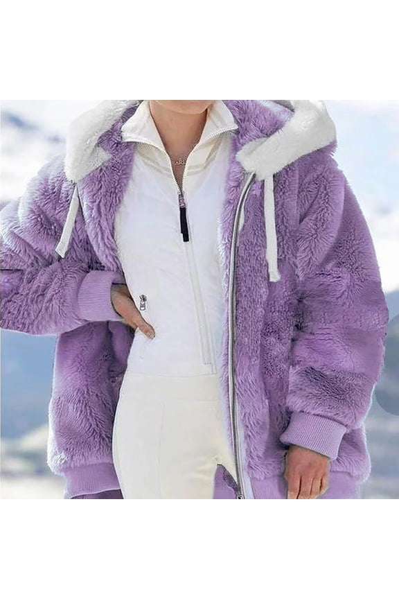 Fleece Jackets for Women Oversized Fuzzy Zip Up Parka Sherpa Lined Hooded Thick Coats Winter Warm Outwear