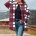 thumbnail image 1 of Fleece Jackets for Women Plaid Button Down Sherpa Coats with Pockets Comfortable Work Long Sleeve Stand Collar Thermal Outerwear Winter Warm Clothes, 1 of 6