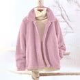 thumbnail image 1 of Fleece Jackets for Women Plus Size Solid Winter Casual Long Sleeve Refutation Faux Fleece Outerwear Coat With Pocket, 1 of 6