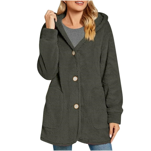 Fleece Jackets for Women Winter Warm Fuzzy Hooded Casual Coats Lidies 2025 Cardigan Sweaters Outerwear with Pockets