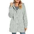 thumbnail image 1 of Fleece Jackets for Women Winter Warm Fuzzy Hooded Casual Coats Lidies 2025 Cardigan Sweaters Outerwear with Pockets s, 1 of 7