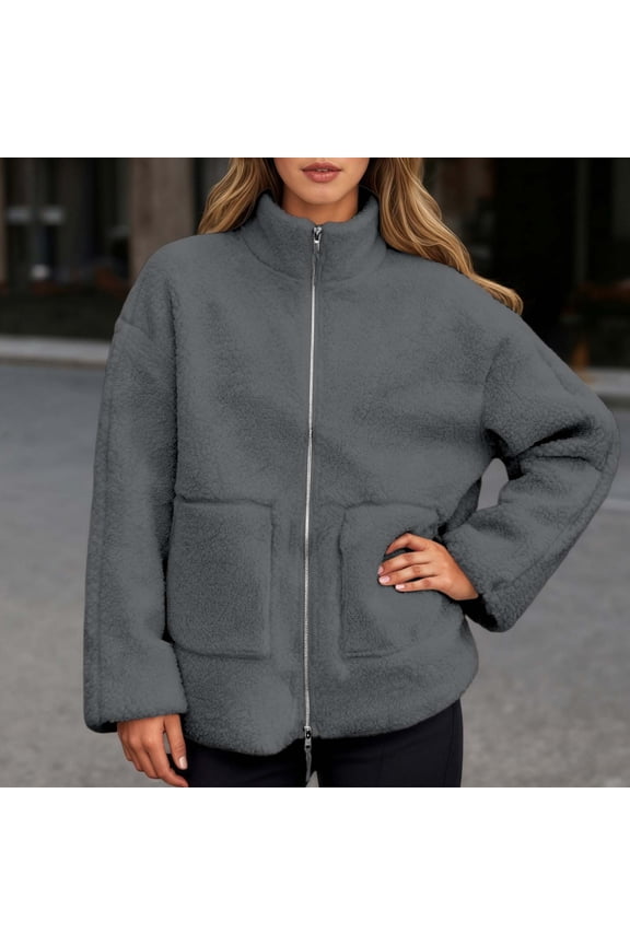 Jackets for Women Zipperr Long Sleeve Soft Warm Jackets Fall Clothes Women Winter Jacket