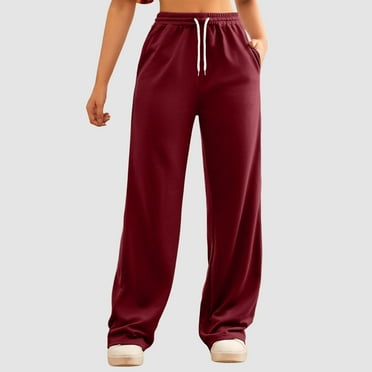 Jogger Sweatpants Women Baggy Comfy Lounge Pants with Pockets Red S