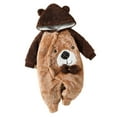 thumbnail image 1 of Fleece Jumpsuit Baby Girls Winter Clothes Infant Thick Plush Cute Footed Rompers Hoodies Newborn Long Sleeve Snowsuit, Brown, 1 Months, 1 of 7