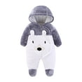 thumbnail image 1 of Fleece Jumpsuit Baby Girls Winter Clothes Infant Thick Plush Cute Footed Rompers Hoodies Newborn Long Sleeve Snowsuit, Gray, 9 Months, 1 of 3