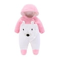 thumbnail image 1 of Fleece Jumpsuit Baby Girls Winter Clothes Infant Thick Plush Cute Footed Rompers Hoodies Newborn Long Sleeve Snowsuit, Pink, 12 Months, 1 of 4