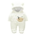 thumbnail image 1 of Fleece Jumpsuit Baby Girls Winter Clothes Infant Thick Plush Cute Footed Rompers Hoodies Newborn Long Sleeve Snowsuit, White, 12 Months, 1 of 5