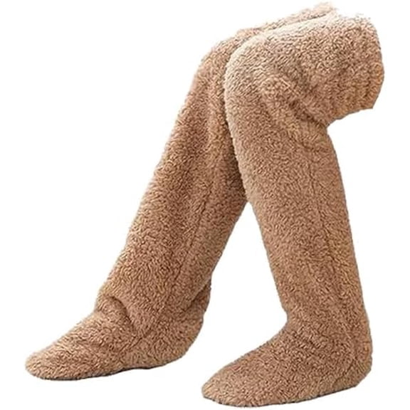Fleece Knee Socks for Christmas, Soft Cozy Over the Knee Long Tube Sock, Plush Fuzzy Leg Warmers Slipper Stockings Sock