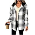 thumbnail image 1 of Fleece Liend Jackets for Women with Hood Casual Button Down Buffalo Plaid Flannel Shirts Fall Winter Fashion Shacket Coats, 1 of 7
