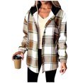 thumbnail image 1 of Fleece Liend Jackets for Women with Hood Casual Button Down Buffalo Plaid Flannel Shirts Fall Winter Fashion Shacket Coats, 1 of 6