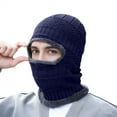 thumbnail image 1 of Fleece Lined Balaclava Winter Hat for Men, Windproof Thermal Knit Cap Scarf Neck Warmer, Full Face Cover for Skiing Cycling Running Motorcycle and Cold Weather - Navy, 1 of 4