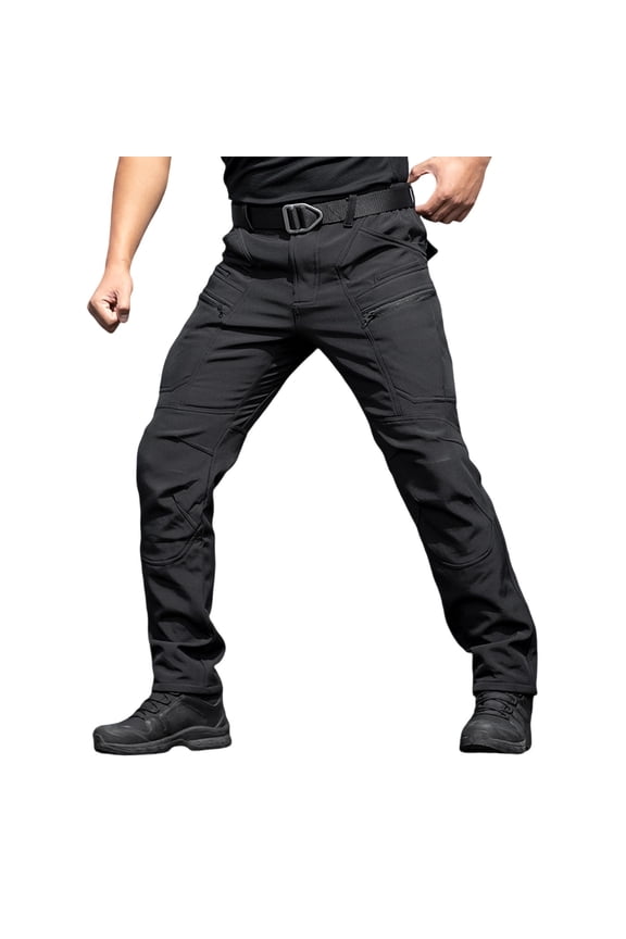 Fleece Lined Cargo Pants Men Winter Insulated Construction Work Pants Waterproof Pant with Pockets