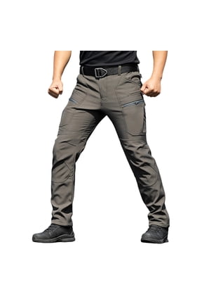 Fleece Lined Cargo Pants Men Winter Insulated Construction Work Pants Waterproof Pant with Pockets