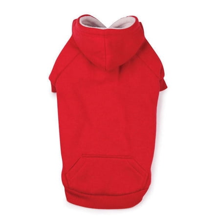 Fleece Lined Dog Hoodies Warm Thick Cotton Pocket Choose From 4 Colors & Size (Tomato Red,Large)