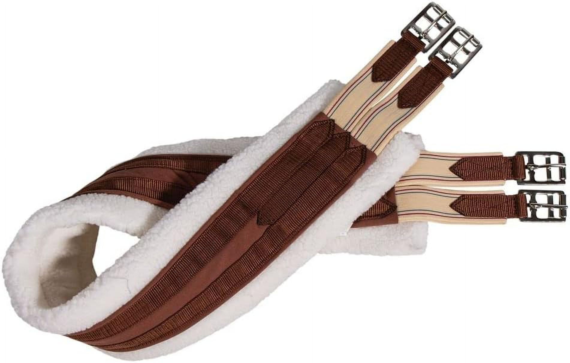 Fleece Lined Double Elastic Girth For Horses Size 56" Color Brown