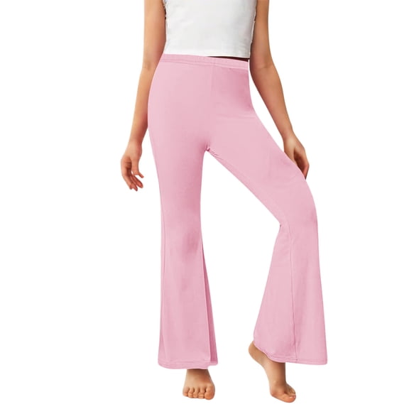 Fleece Lined Flare Leggings Girls Size 10-12 Winter Warm Flared Pants High Waisted Bell Bottom Thermal Pants, 15 Y