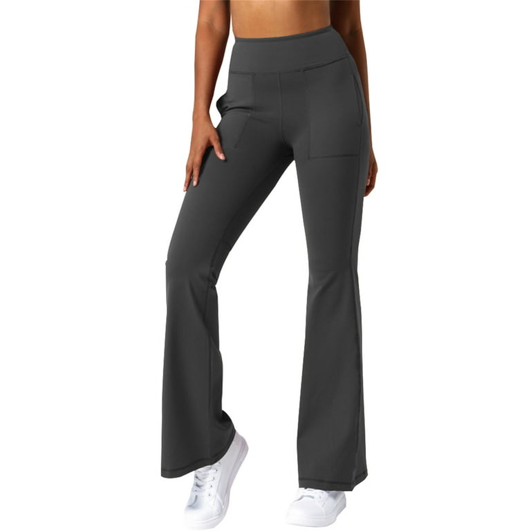 Stay Warm & Stylish with These High Waisted Fleece Flare Leggings - Women's  Activewear with Pockets!