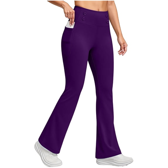 Fleece Lined Flare Yoga Pants for Women High Waisted Bell Bottom Leggings Stretch Business Casual Trousers