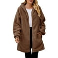 thumbnail image 1 of Fleece Lined Full Zip Up Jacket Womens Hoodie Sweatshirts with Pockets Loose Casual Drawstring Hooded Coat Outwear Recreational Fall Fleece Jackets for Women 2024, 1 of 6