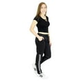thumbnail image 1 of Fleece Lined Half-Stripes Sports Pants Comfy Drawstring Waist Black and White fits Sizes 0-8, 1 of 8