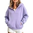 thumbnail image 1 of Fleece Lined Half Zip Hoodie for Girls Ghalytn Quarter Zip Pullover - Kangaroo Pocket Casual Top, Back to School, 1 of 6