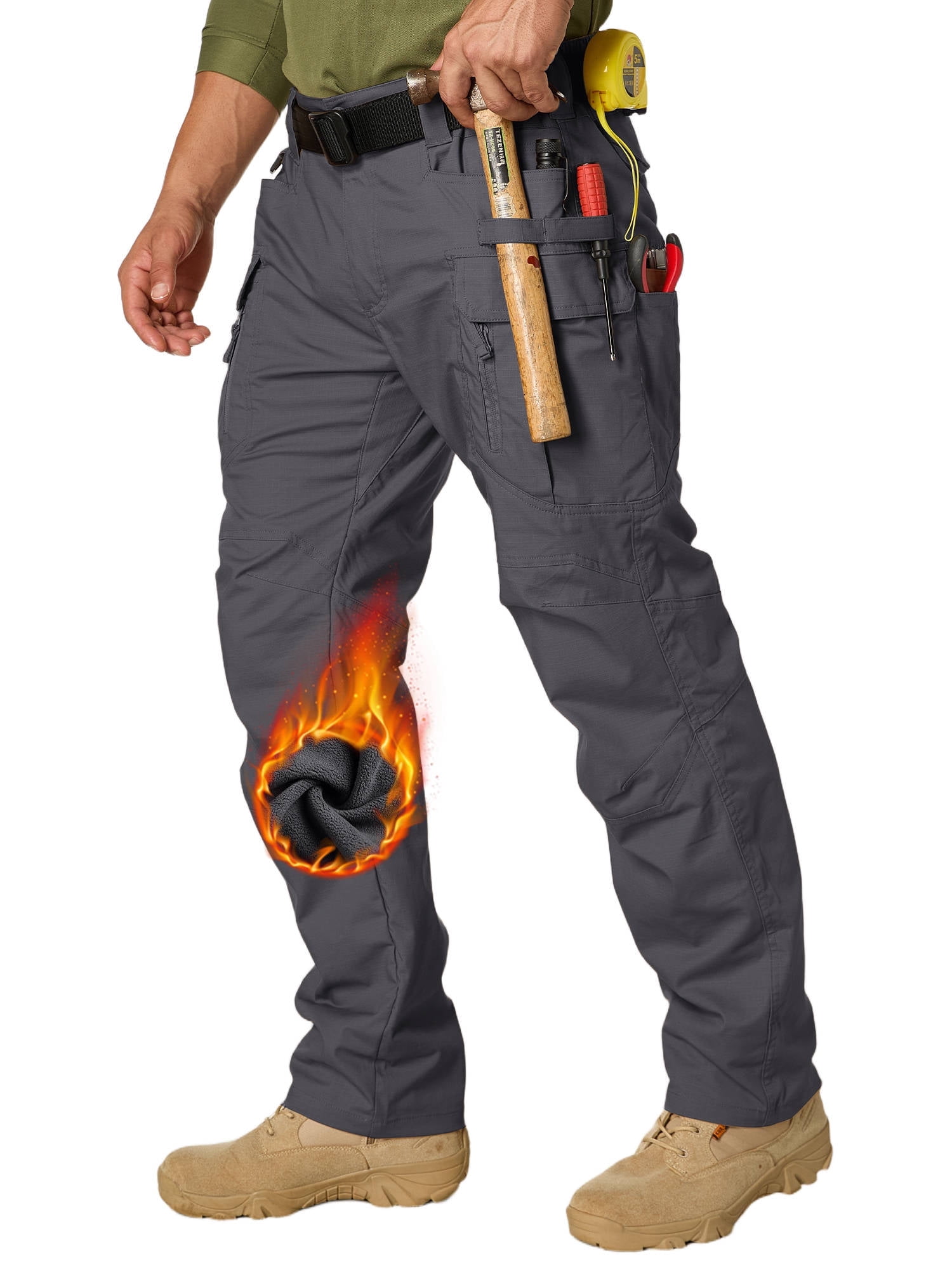 POENTAB Fleece Lined Hiking Pants for Men Outdoor Cargo Pants ...