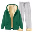 thumbnail image 1 of Fleece Lined Hooded Jacket and Drawstring Waist Sweatpants Set with Sherpa Interior for Men and Women Casual Two Piece Outfit, 1 of 5