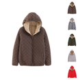 thumbnail image 1 of Fleece Lined Hooded Jacket for Women 2025 Fall Winter Checkered Long Sleeve Plain Zip Up Hoodie with Pockets Outerwear, 1 of 8
