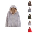 thumbnail image 1 of Fleece Lined Hooded Jacket for Women 2025 Fall Winter Checkered Long Sleeve Plain Zip Up Hoodie with Pockets Outerwear, 1 of 6