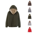 thumbnail image 1 of Fleece Lined Hooded Jacket for Women 2025 Fall Winter Checkered Long Sleeve Plain Zip Up Hoodie with Pockets Outerwear, 1 of 8