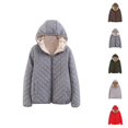 thumbnail image 1 of Fleece Lined Hooded Jacket for Women 2025 Fall Winter Checkered Long Sleeve Plain Zip Up Hoodie with Pockets Outerwear, 1 of 8