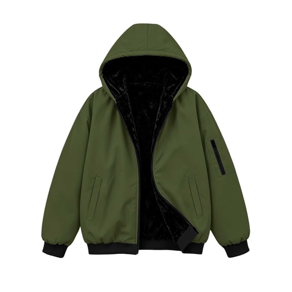 Fleece Lined Hooded Windbreaker for Women, Fall Winter Waterproof Long Sleeve Outdoor Hiking Fashion Jackets, S-XXL